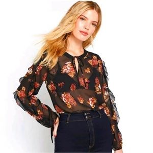 ModCloth sheer floral long sleeve blouse size extra small